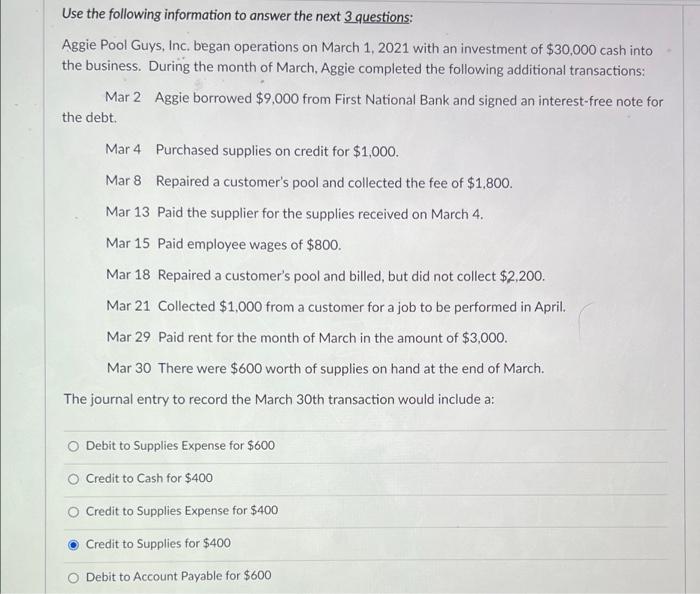 Solved Use the following information to answer the next 3 | Chegg.com