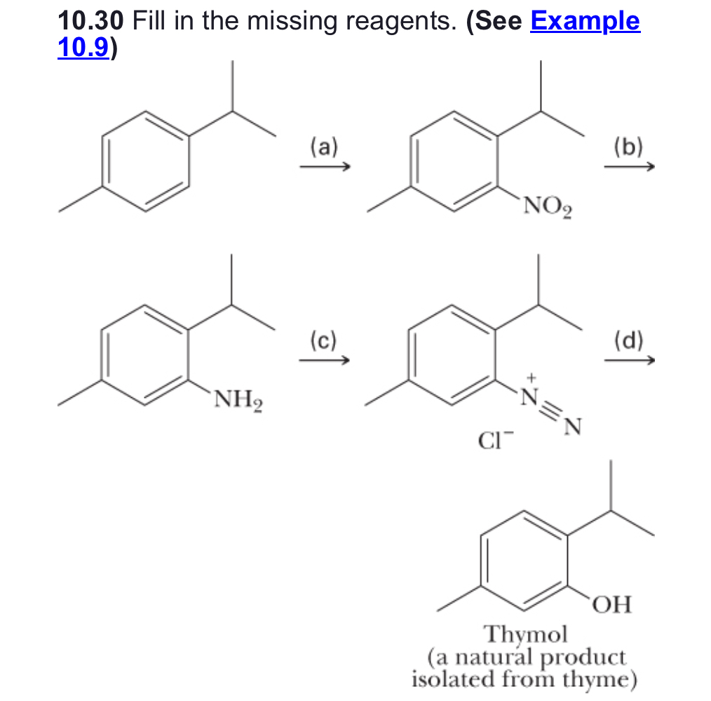 Solved 10.30 ﻿Fill in the missing reagents. (See Example | Chegg.com