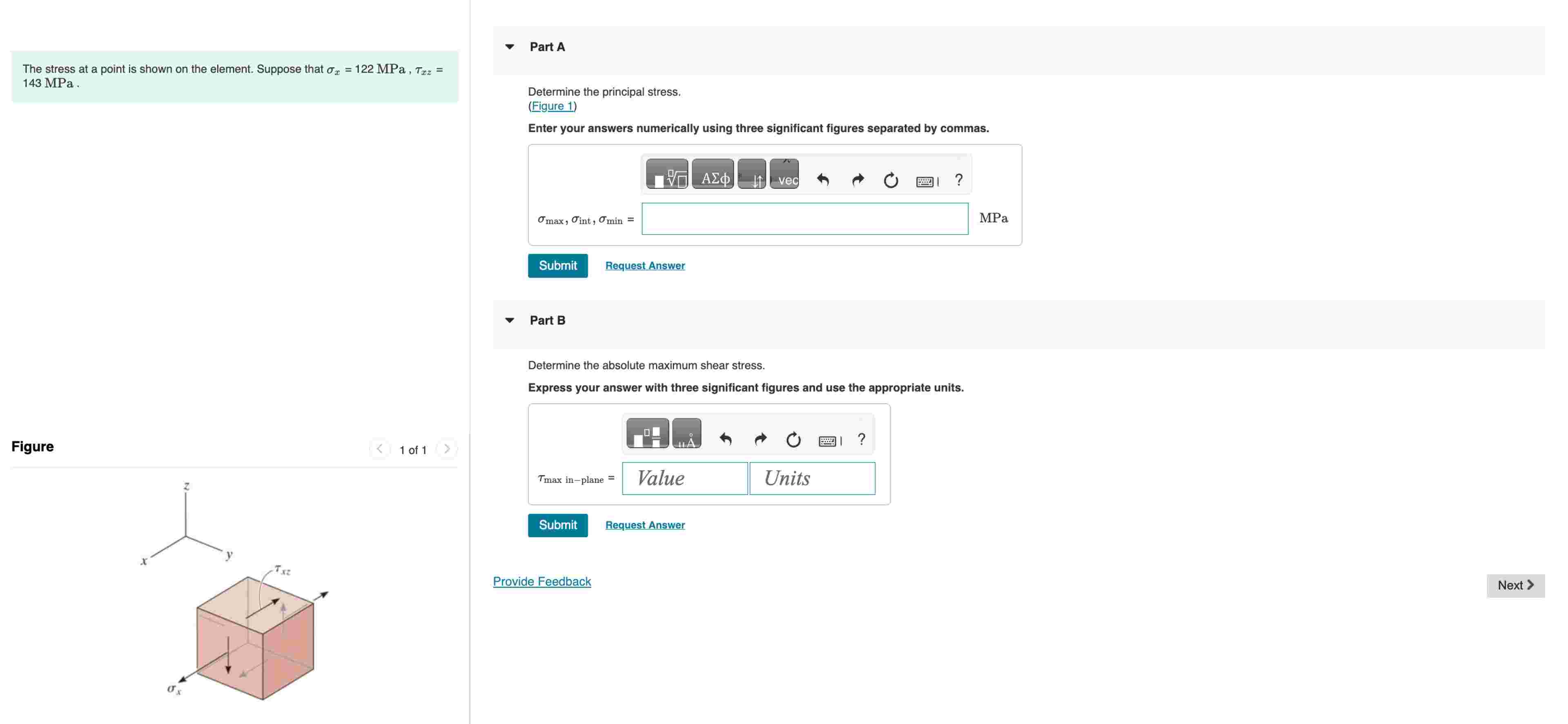 Solved The stress at ﻿a point is ﻿shown on ﻿the element. | Chegg.com