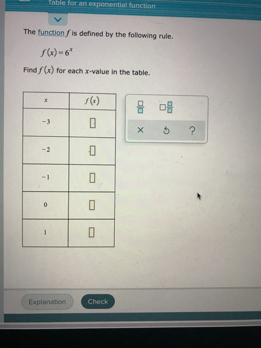 Solved Table for an exponential function The function f is | Chegg.com