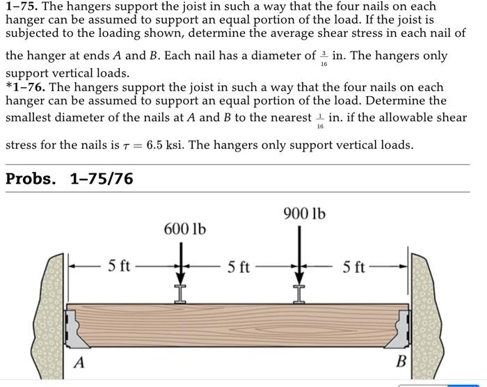 Solved 175. The hangers support the joist in such a way