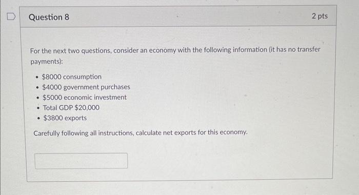 Solved For the next two questions, consider an economy with | Chegg.com