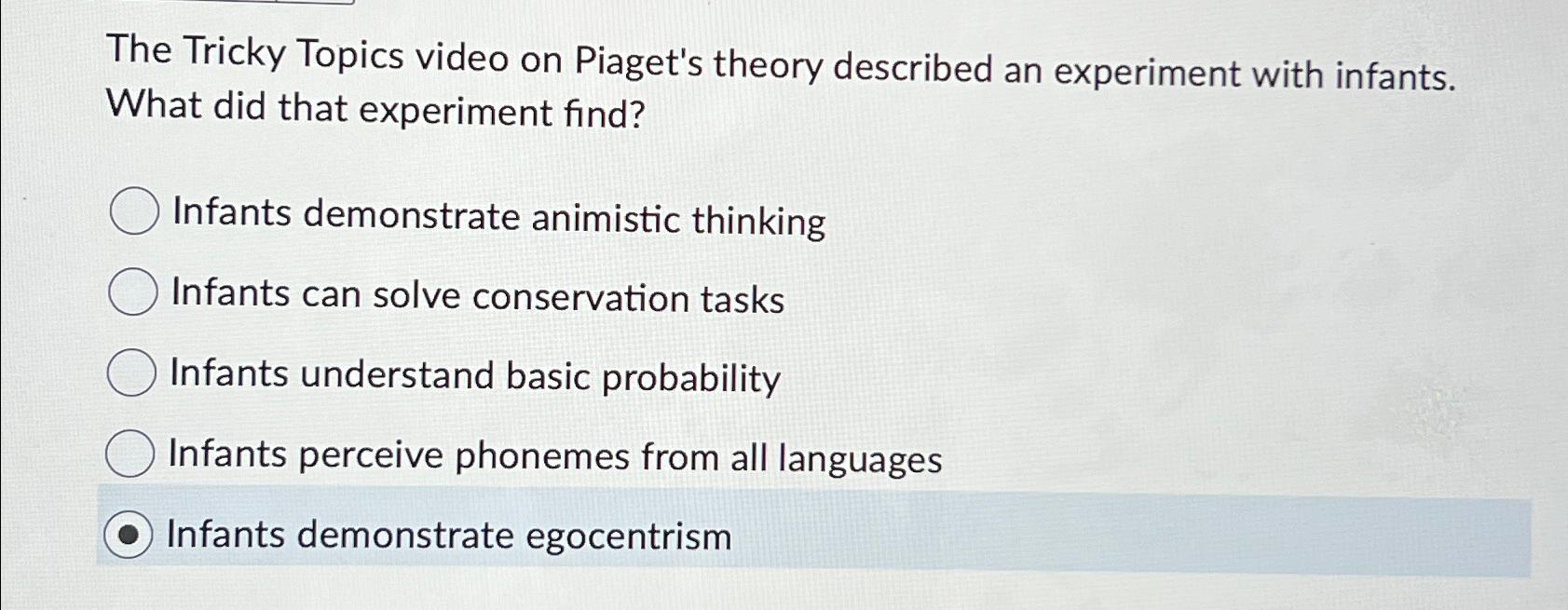 Solved The Tricky Topics video on Piaget s theory described