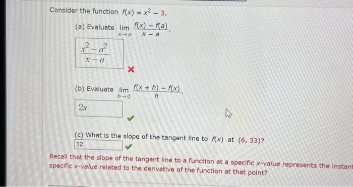 Solved Consider the function f(x)=x2−3. (a) Evaluate | Chegg.com