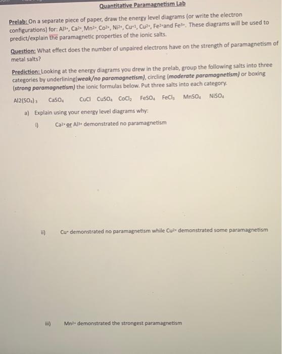 Solved Quantitative Lab Prelab On a separate