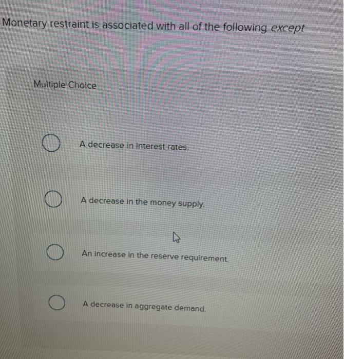 Solved Monetary restraint is associated with all of the | Chegg.com