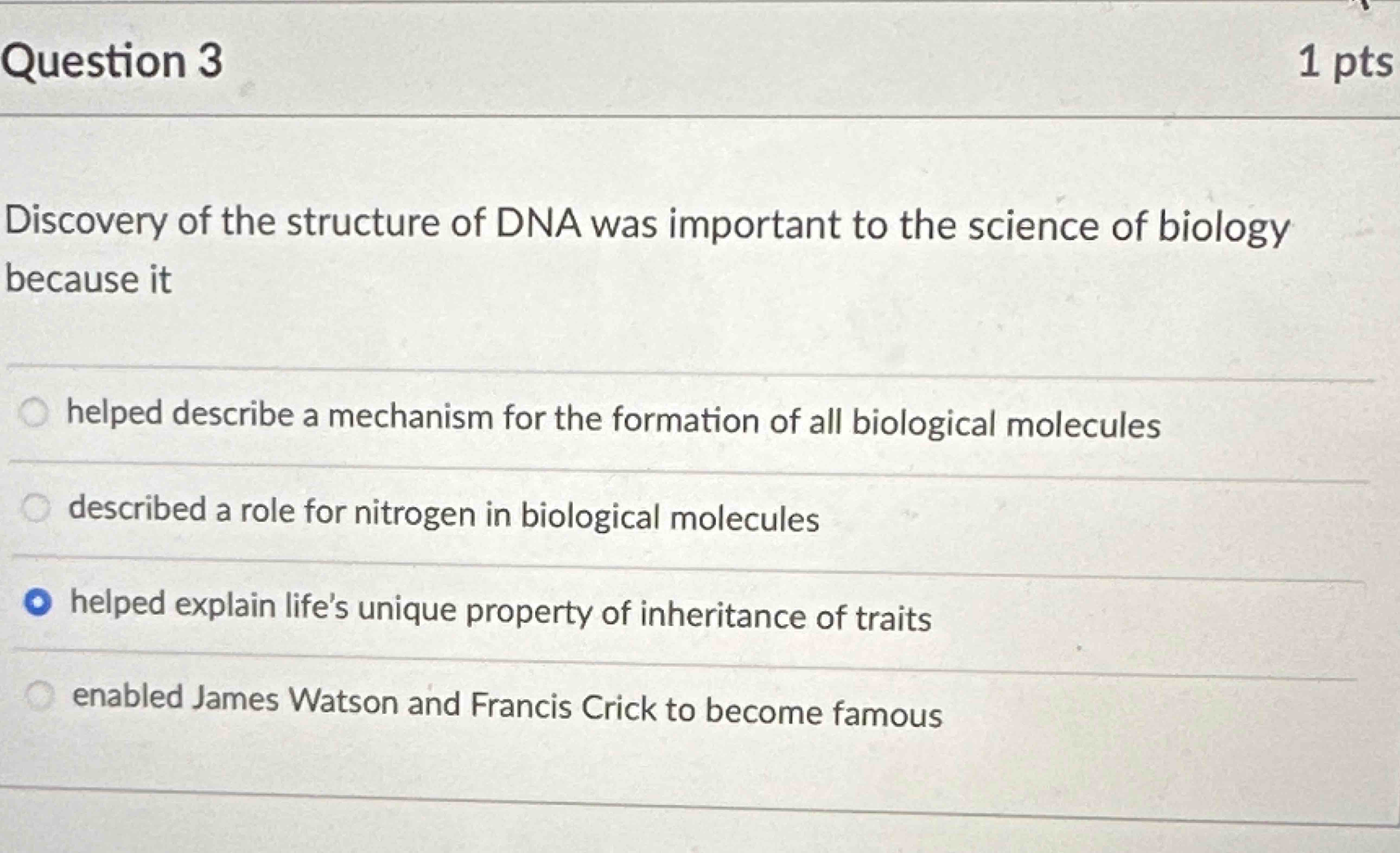 Solved Question 3Discovery of the structure of DNA was | Chegg.com