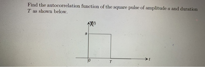 Solved Find the autocorrelation function of the square pulse | Chegg.com