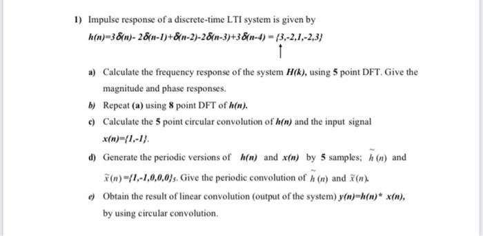 Solved 1 Impulse Response Of A Discrete Time Lti System Chegg Com