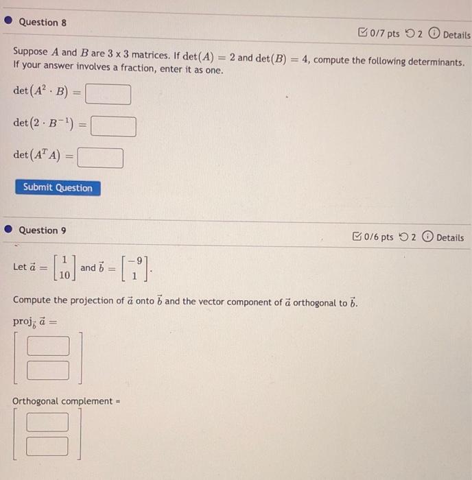 Solved Question 8 B0/7 Pts 2 Details Suppose A And B Are 3 X | Chegg.com