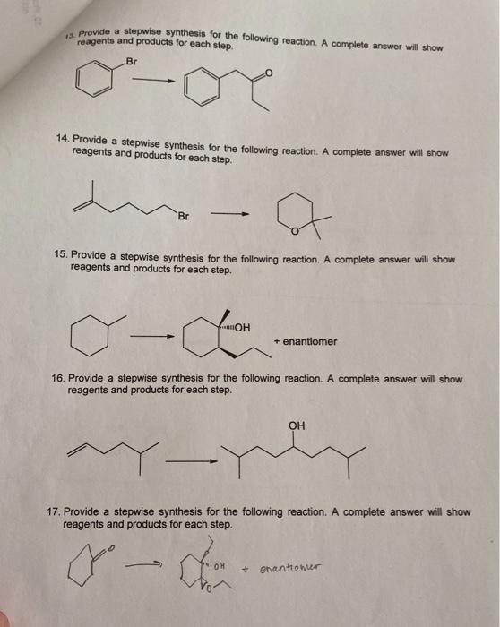 Solved I Provide A Stepwise Synthesis For The Following | Chegg.com