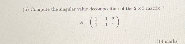 Solved (b) Compute The Singular Value Decomposition Of The 2 | Chegg.com