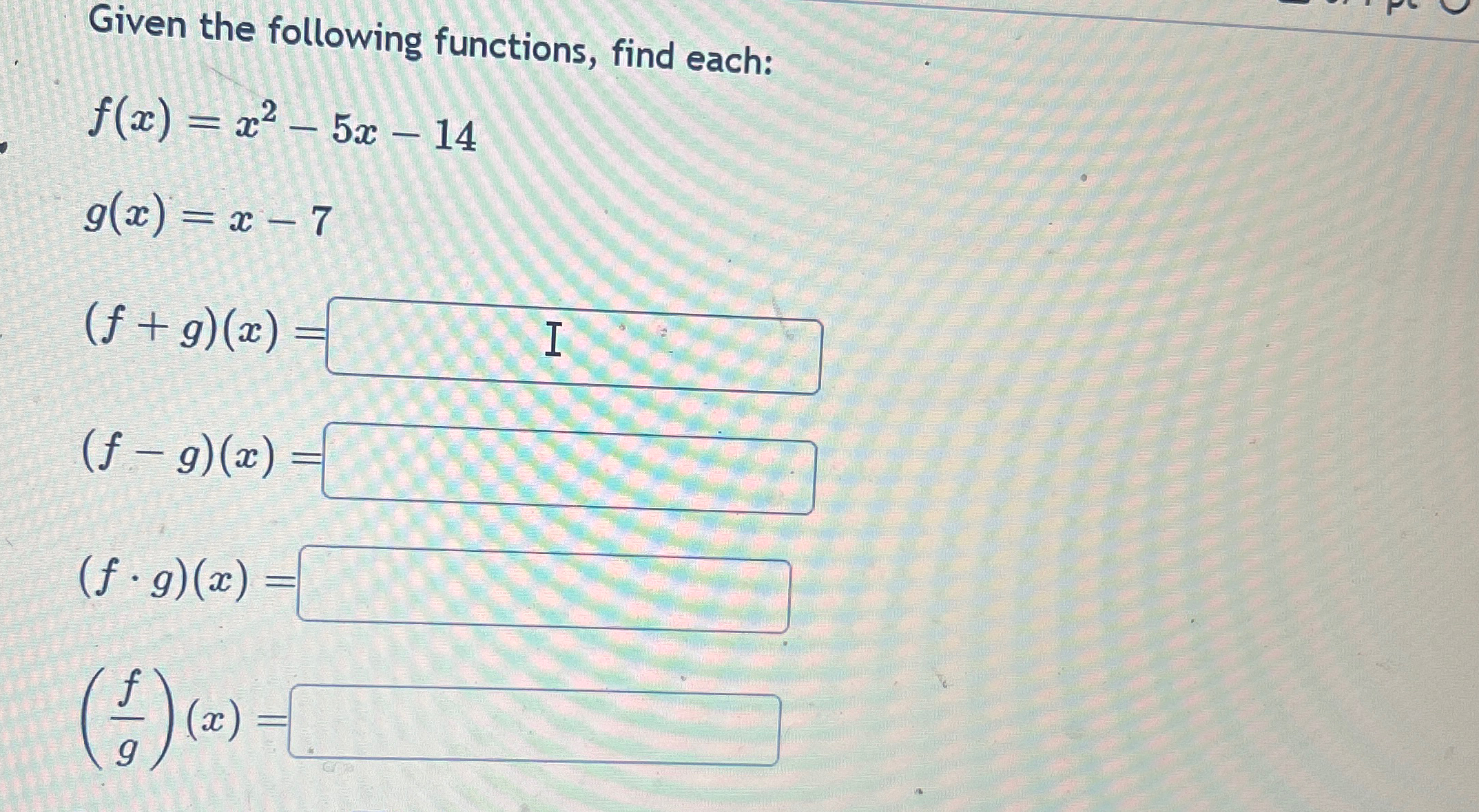 Solved Given the following functions, find | Chegg.com