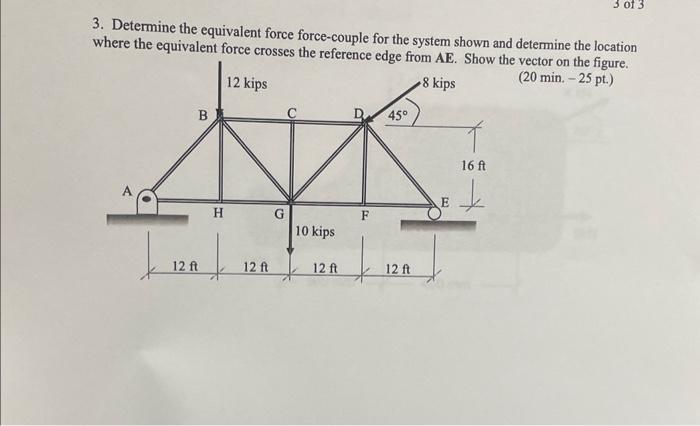 Solved 3. Determine the equivalent force force-couple for | Chegg.com