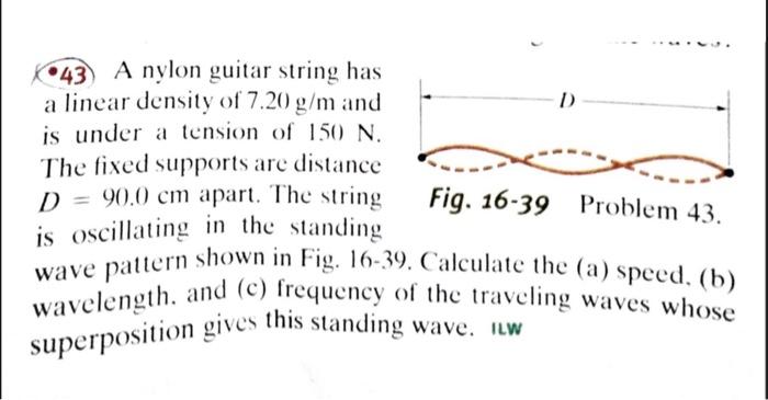 Solved 43 A nylon guitar string has a linear density of