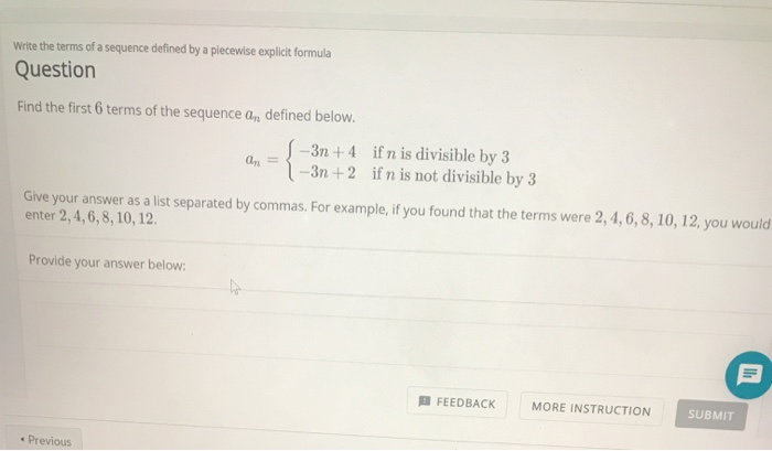 Solved Write The Terms Of A Sequence Defined By A Piecewise 6312