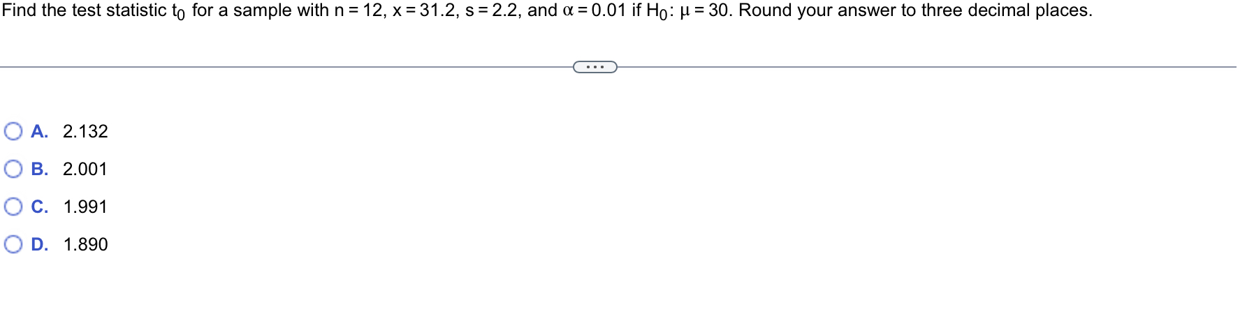 Solved Find the test statistic t0 ﻿for a sample with | Chegg.com