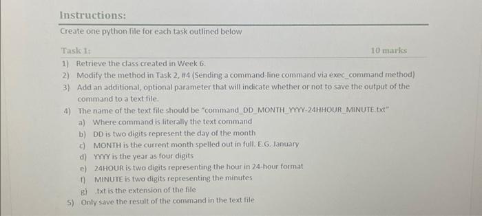 Solved Instructions: Create one python file for each task | Chegg.com
