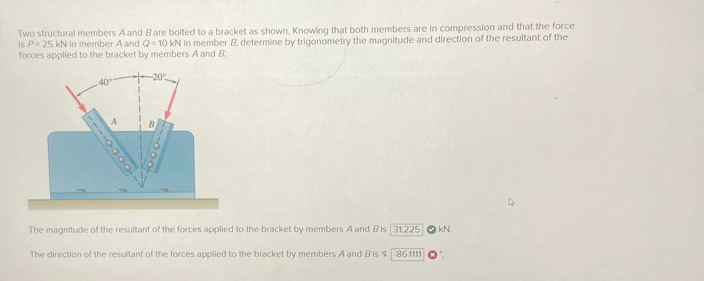 Solved Two Structural Members A And B ﻿are Bolted To A | Chegg.com