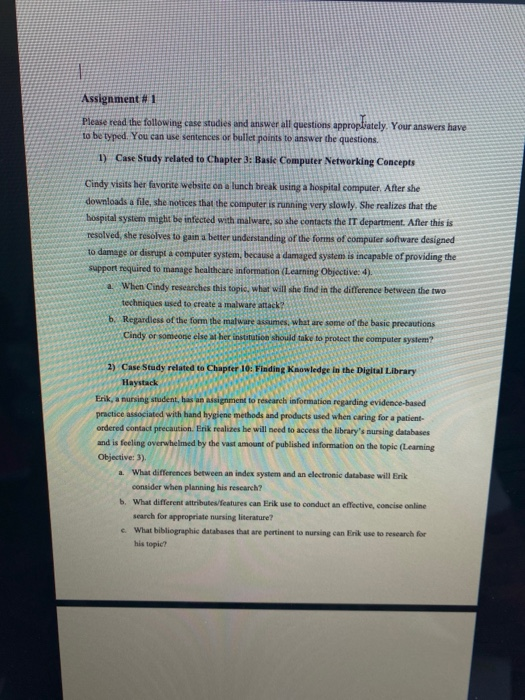 Solved Assignment #1 Please Read The Following Case Studies | Chegg.com