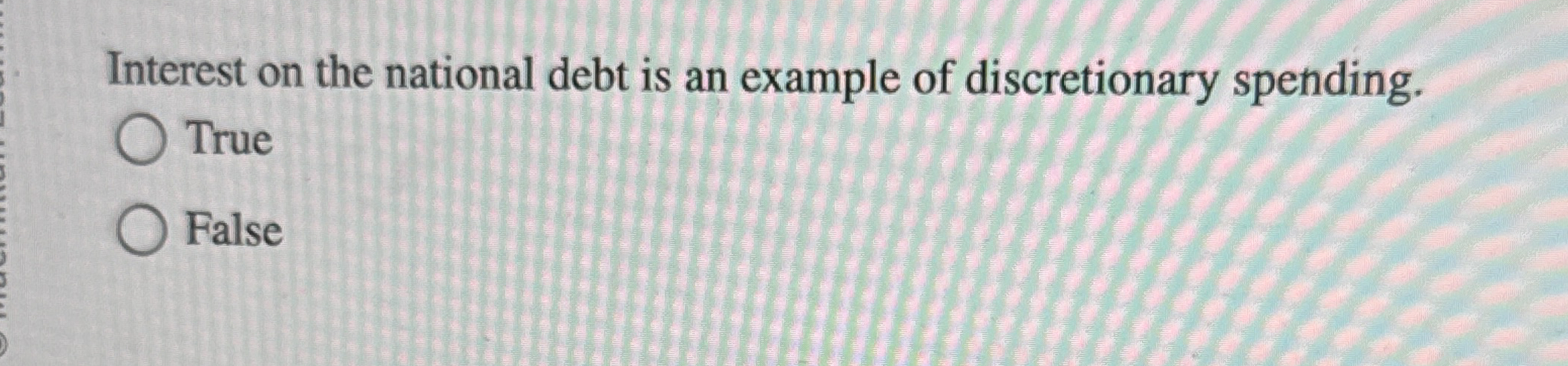 [Solved]: Interest on the national debt is an example of d