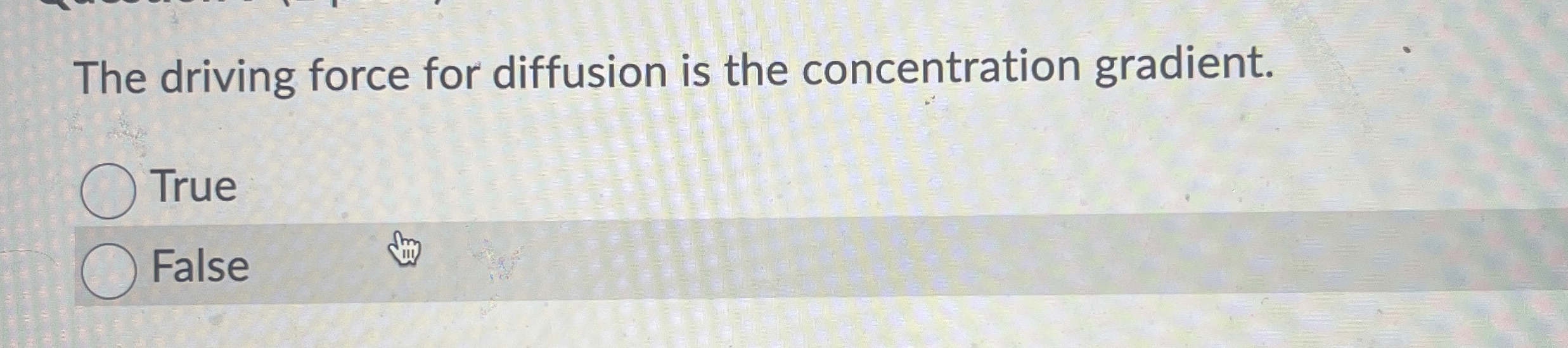 Solved The driving force for diffusion is the concentration | Chegg.com