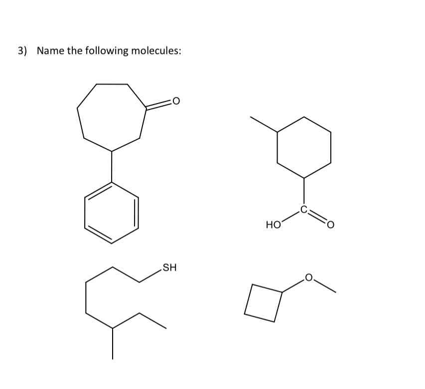 Solved Name the following molecules | Chegg.com