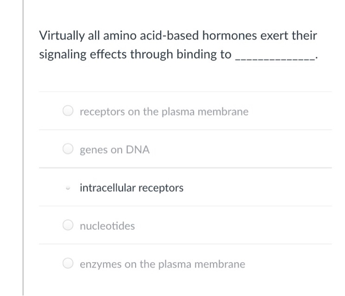Solved Virtually all amino acidbased hormones exert their