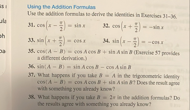 Solved Using the Addition FormulasUse the addition formulas | Chegg.com