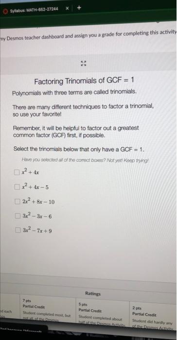 Factoring Trinomials with GCFs Question Stack Activity