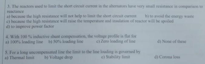 Solved 3. The reactors used to limit the short circuit | Chegg.com