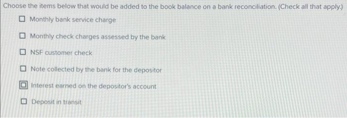 Solved Choose the items below that would be added to the | Chegg.com
