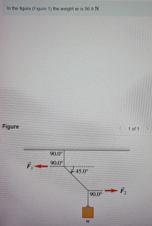Solved In the figure (Figure 1) the weight w is 56.9 N. | Chegg.com