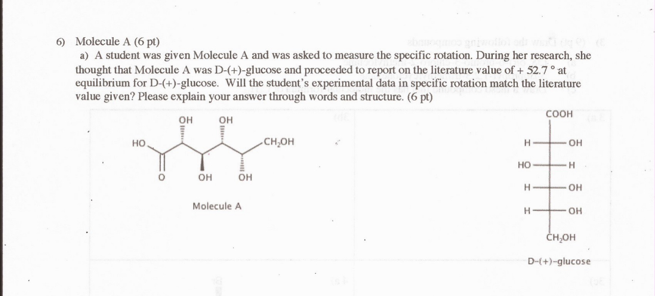 Solved a) ﻿A student was given Molecule A and was asked to | Chegg.com