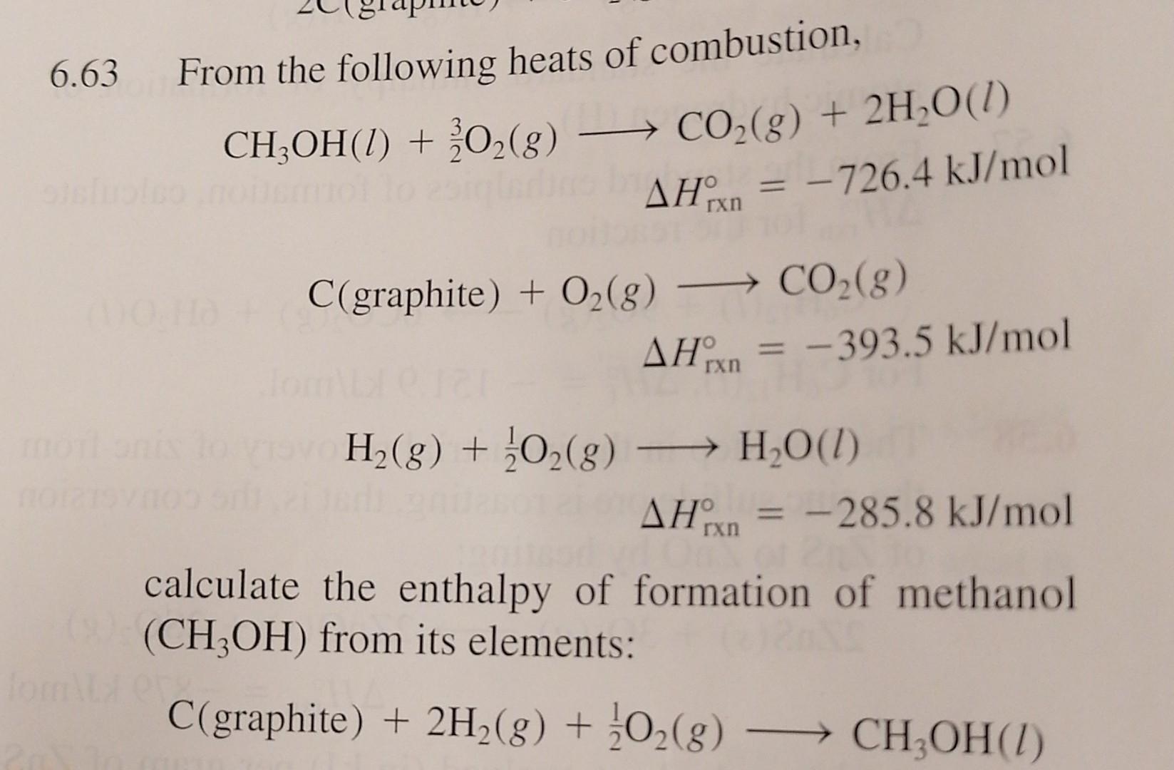 Solved 6.63 From the following heats of combustion, | Chegg.com