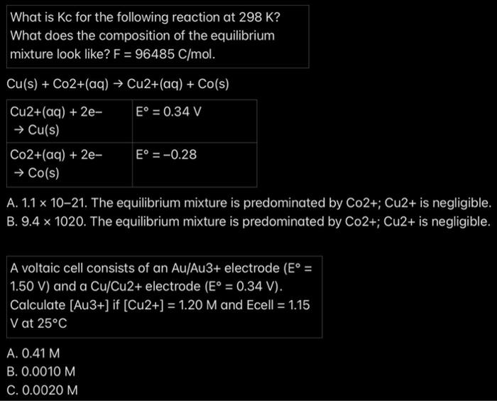 Solved What is Kc for the following reaction at 298 K ? What | Chegg.com