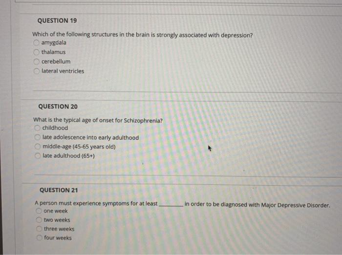 Solved QUESTION 19 Which of the following structures in the | Chegg.com