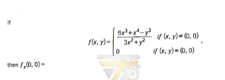 \( f(x, y)=\left\{\begin{array}{ll}\frac{6 x^{3}+x^{4}-y^{3}}{3 x^{2}+y^{2}} & \text { if }(x, y) \neq(0,0) \\ 0 & \text { if