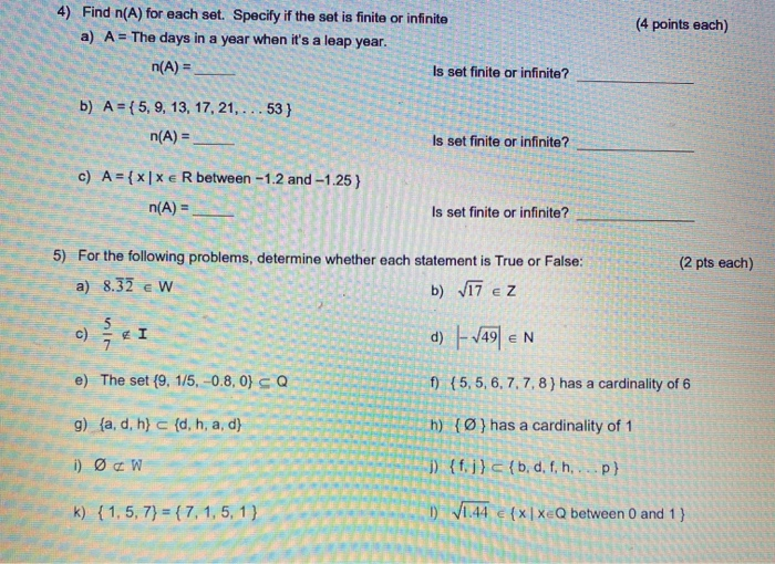 Solved 1 Write A Word Description Of Each Set A L B Chegg Com