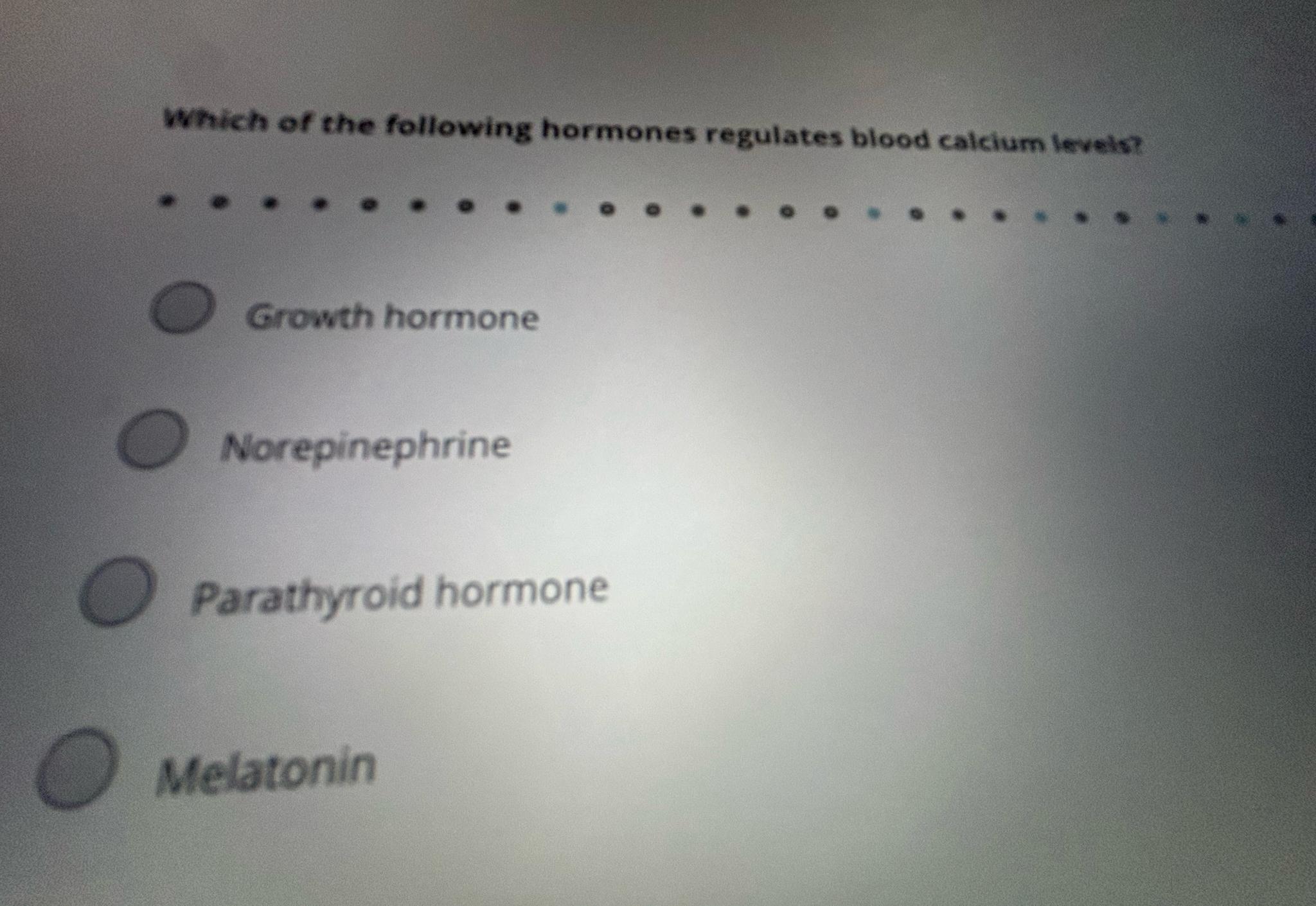 Solved Which of the following hormones regulates blood | Chegg.com