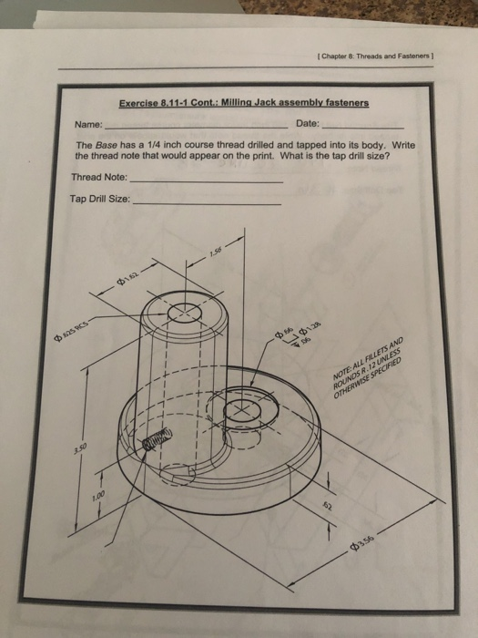 Solved Chapter 8: Threads and Fasteners] Exercise 8.11-1 | Chegg.com