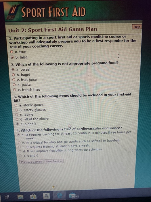 Solved SPORT FIRST AID SEO Unit 2 Sport First Aid Game Plan