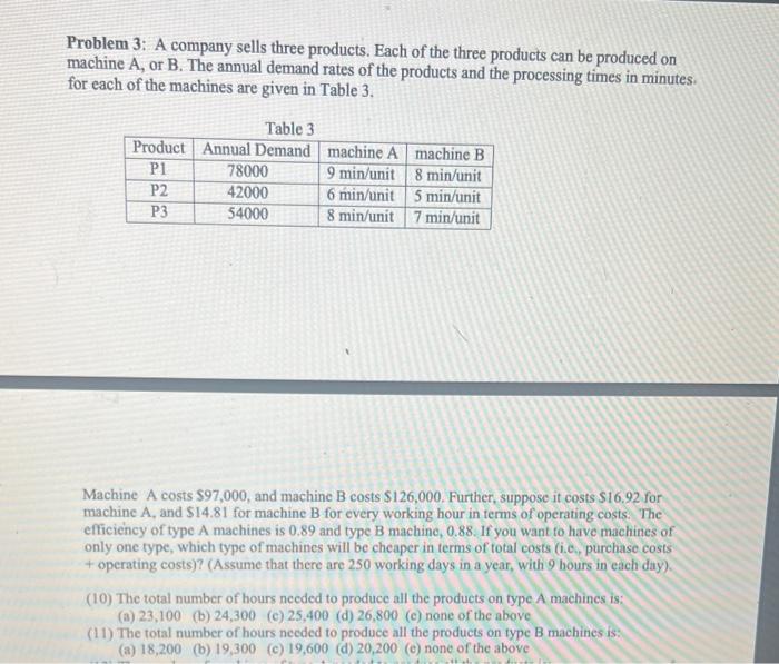 Solved Problem 3: A Company Sells Three Products. Each Of | Chegg.com