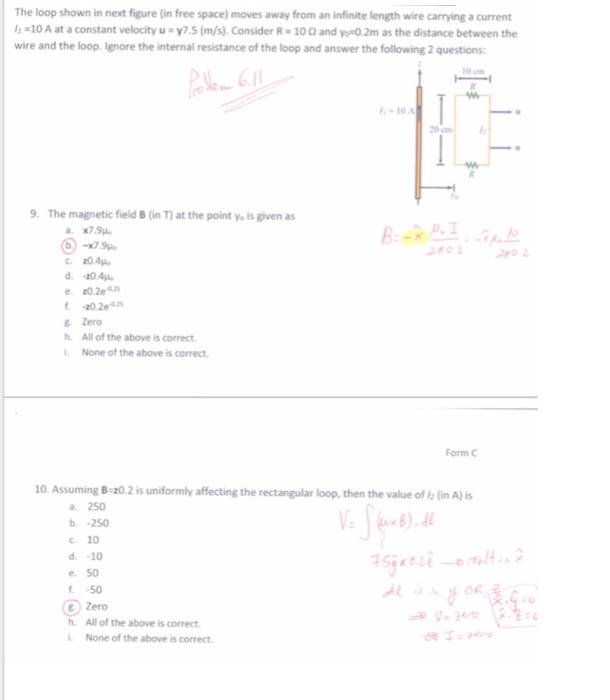 Solved The loop shown in next figure in free space) moves | Chegg.com