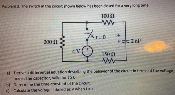 Solved Problem 3. The switch in the circuit shown below has | Chegg.com