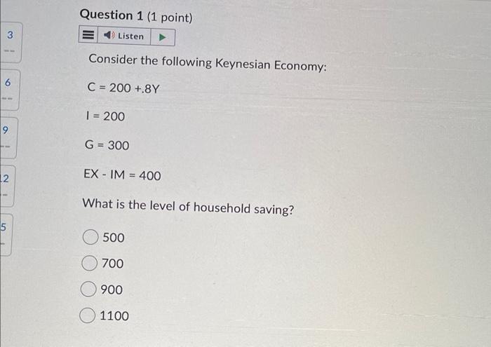 Solved Consider The Following Keynesian Economy: | Chegg.com