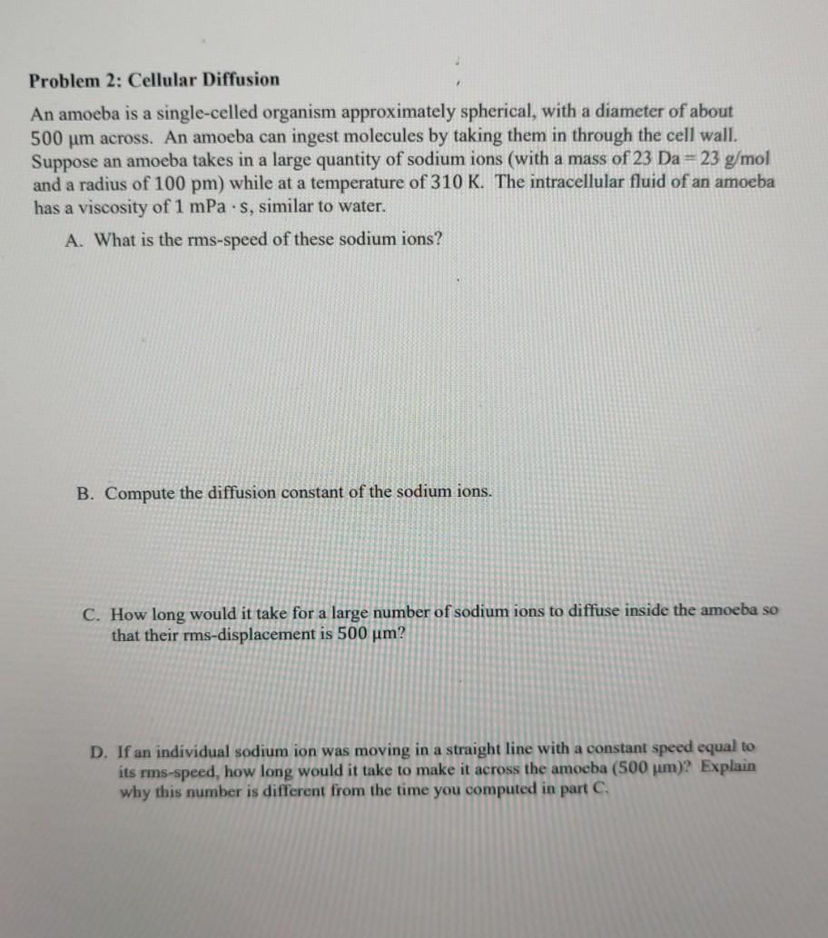 solved-problem-2-cellular-diffusion-an-amoeba-is-a-chegg