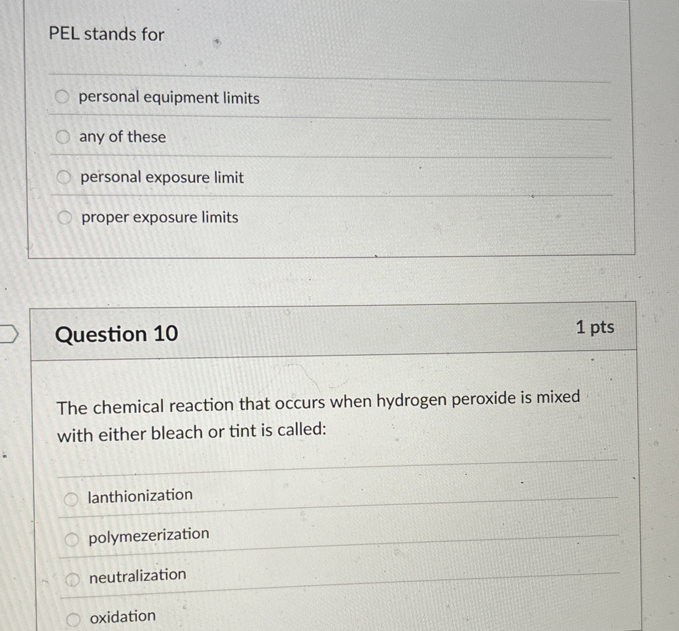 Solved PEL stands forpersonal equipment limitsany of