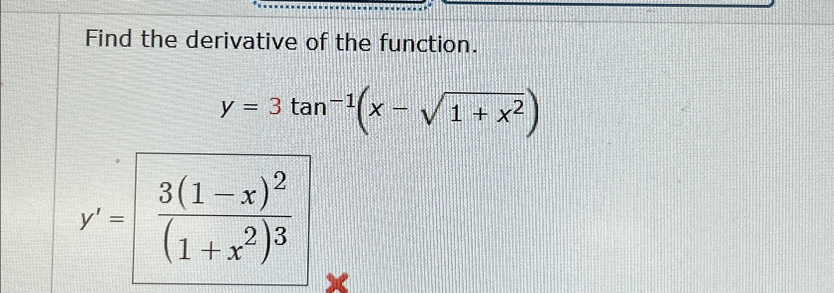 find the derivative of y x 1 tan x