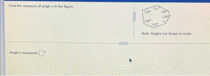 Solved Find the measure of angle x in the figure. 131 1200 | Chegg.com